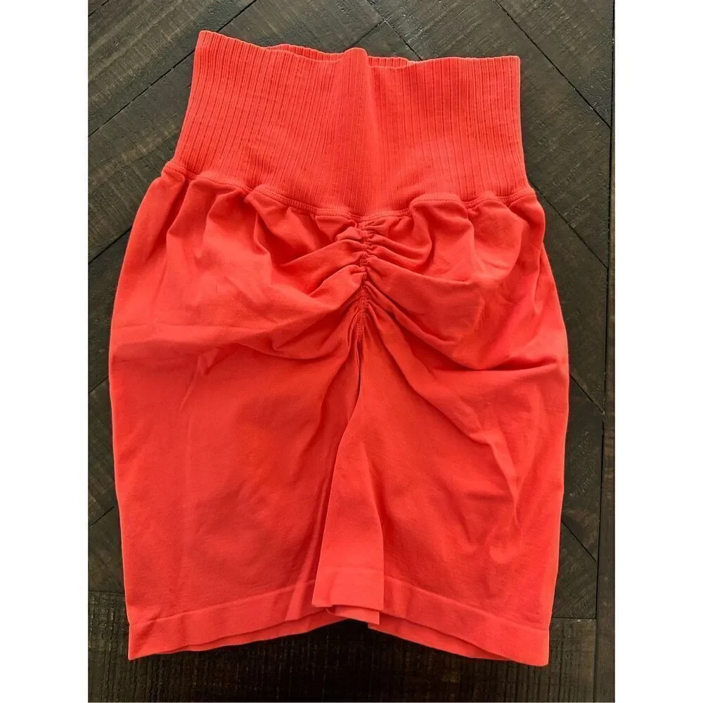 FP Movement Coral Ribbed Waist Bike Shorts Size XS/S New